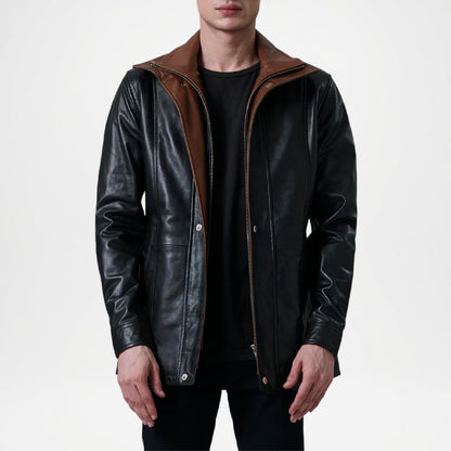 Men’s Black Quilted Leather Trench Coat