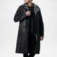 Cai Distressed Black Leather Shearling Coat for Men