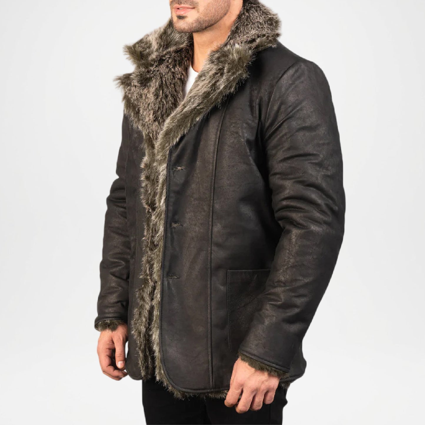 black fur long jacket
