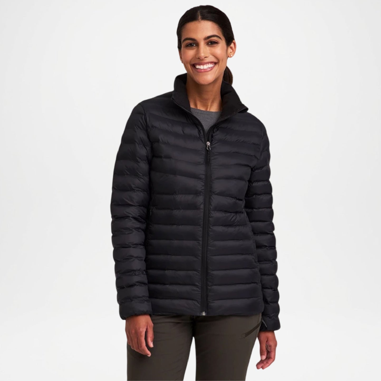 Black Insulated Puffer Jacket for Women