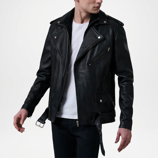 Black Kole Biker Leather Jacket