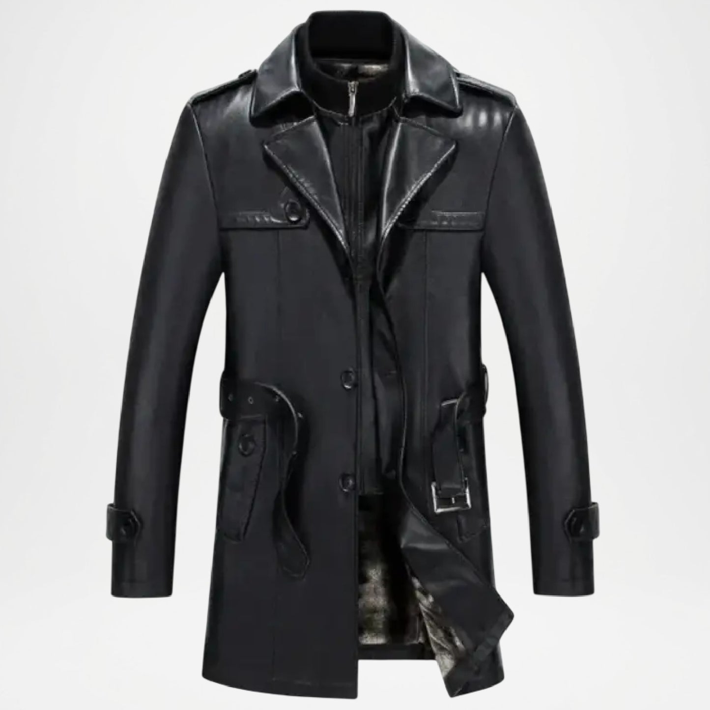 Black Leather Motorcycle Coat Stylish Biker Wear