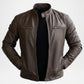 brown leather moto jacket men
