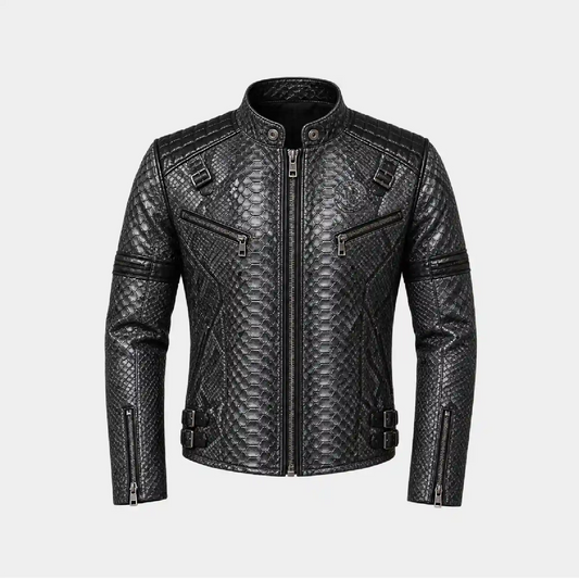 Men's black snake leather jacket