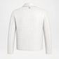 Back view of Men's Woven Leather Bomber Jacket in White Genuine Leather