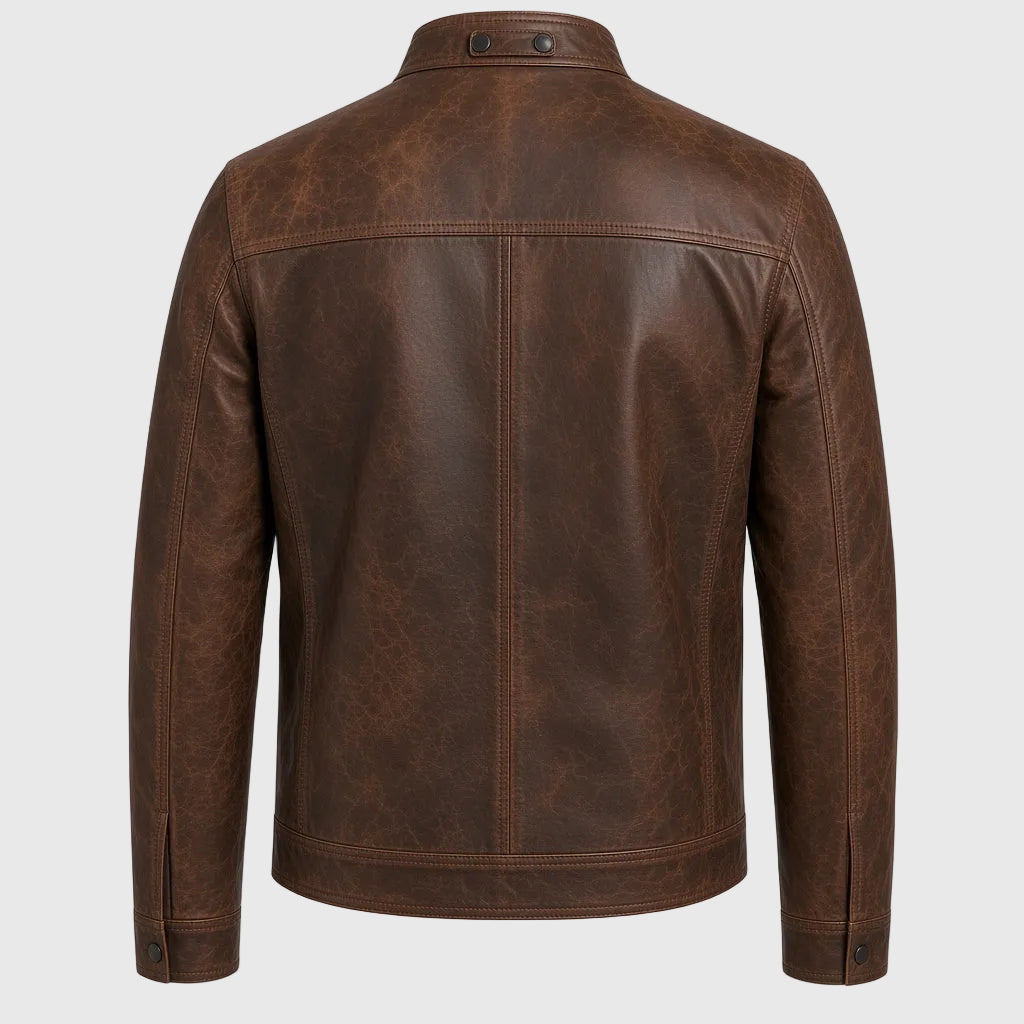 back view retro leather jacket men 