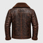 Back View Of Vintage Shearling Leather Jacket for Men