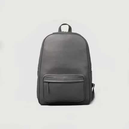 grey leather backpack