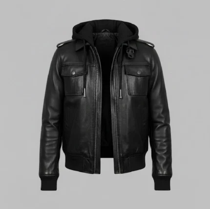 Roslyn Women's Hooded Leather Bomber Jacket