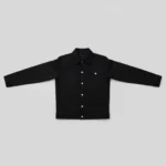 Black Cotton Ripstop Trucker Jacket for Men