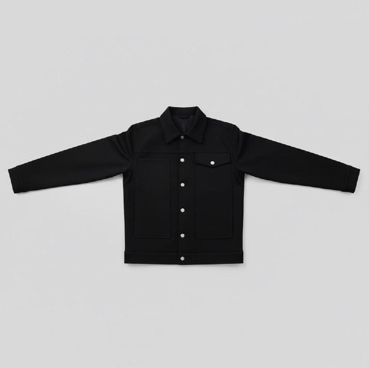 Ai_11 copy Black Cotton Ripstop Trucker Jacket for Men - Image 1