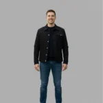 Black Cotton Ripstop Trucker Jacket for Men - Image 2