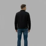 Black Cotton Ripstop Trucker Jacket for Men - Image 3