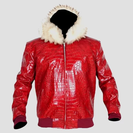 mens red leather motorcycle jacket
