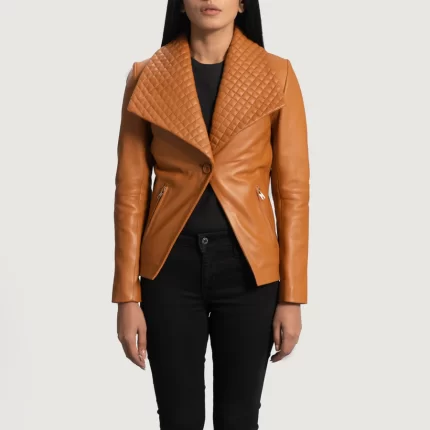 women's brown leather blazer