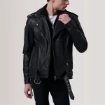 The Kole Men's Black Rider Sheepskin Leather Jacket - Image 5