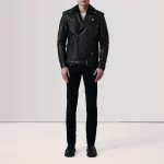 black leather biker jacket