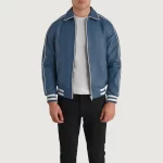 blue varsity jacket