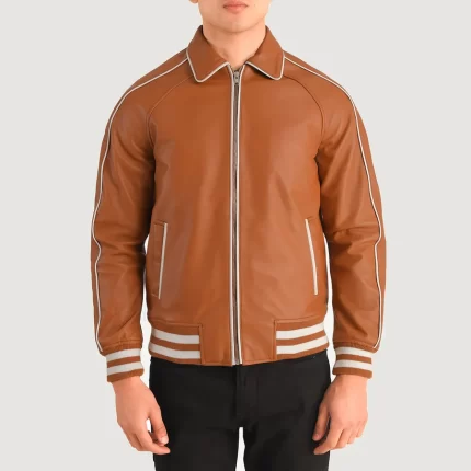 tan varsity jacket
