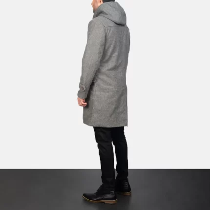 grey hooded wool coat