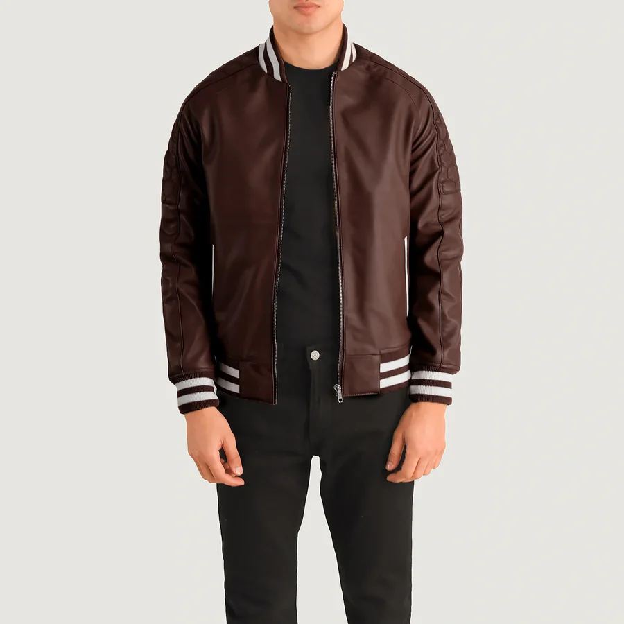 maroon mens leather jacket