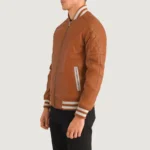 The Pascal Letterman Tan Varsity Jacket - Image 4