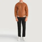 The Pascal Letterman Tan Varsity Jacket - Image 5