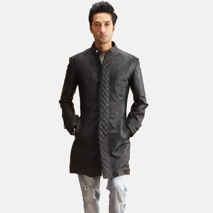 mens black quilted coat