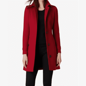 red single breasted wool coat