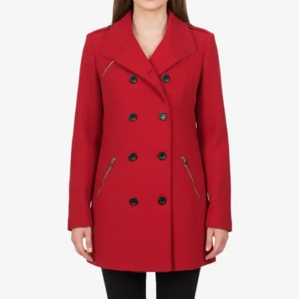 red double breasted wool coat​