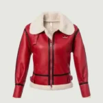 Christmas Red Leather Jacket for Women
