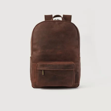 men's brown leather backpack