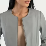 Women's Dark Grey Leather Jacket