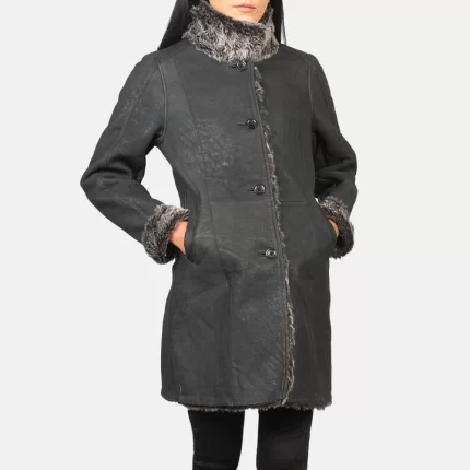 Black Leather Winter Coat