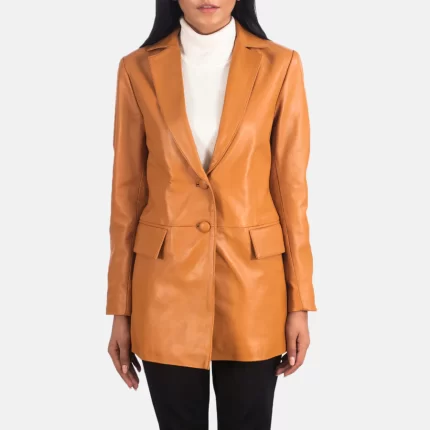 tan leather blazer