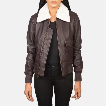 women's maroon leather jacket