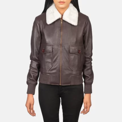 women's maroon leather jacket