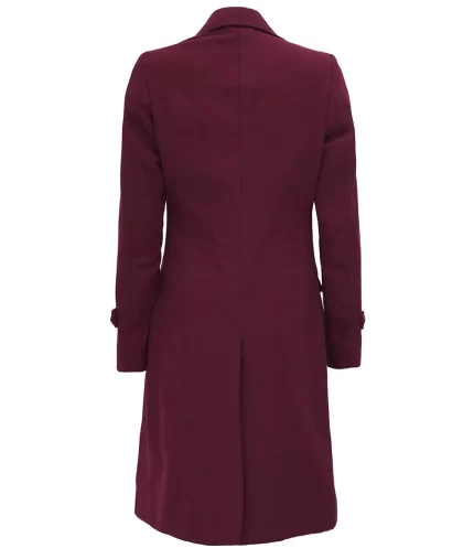 burgundy long coat womens