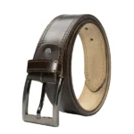 Mens Double Stitch Laminated Leather Belt-Brown - Image 4