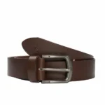 Mens Dark Brown Minimal Laminated Leather Belt - Image 4