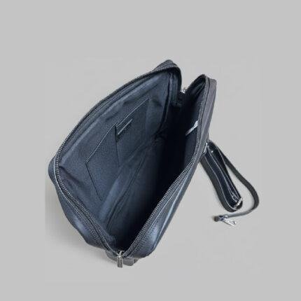 black faux leather briefcase